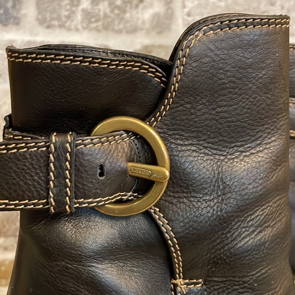 Coach Nancie Soft Calf Black Pebbled Leather Heeled Bootie Made in Italy - Picture 12 of 16